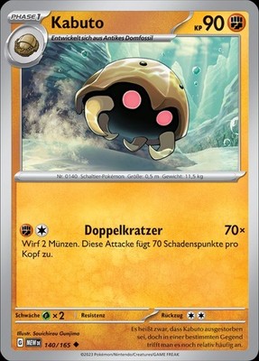 Pokemon Karten 151 Kabuto 140/165 Deutsch 
