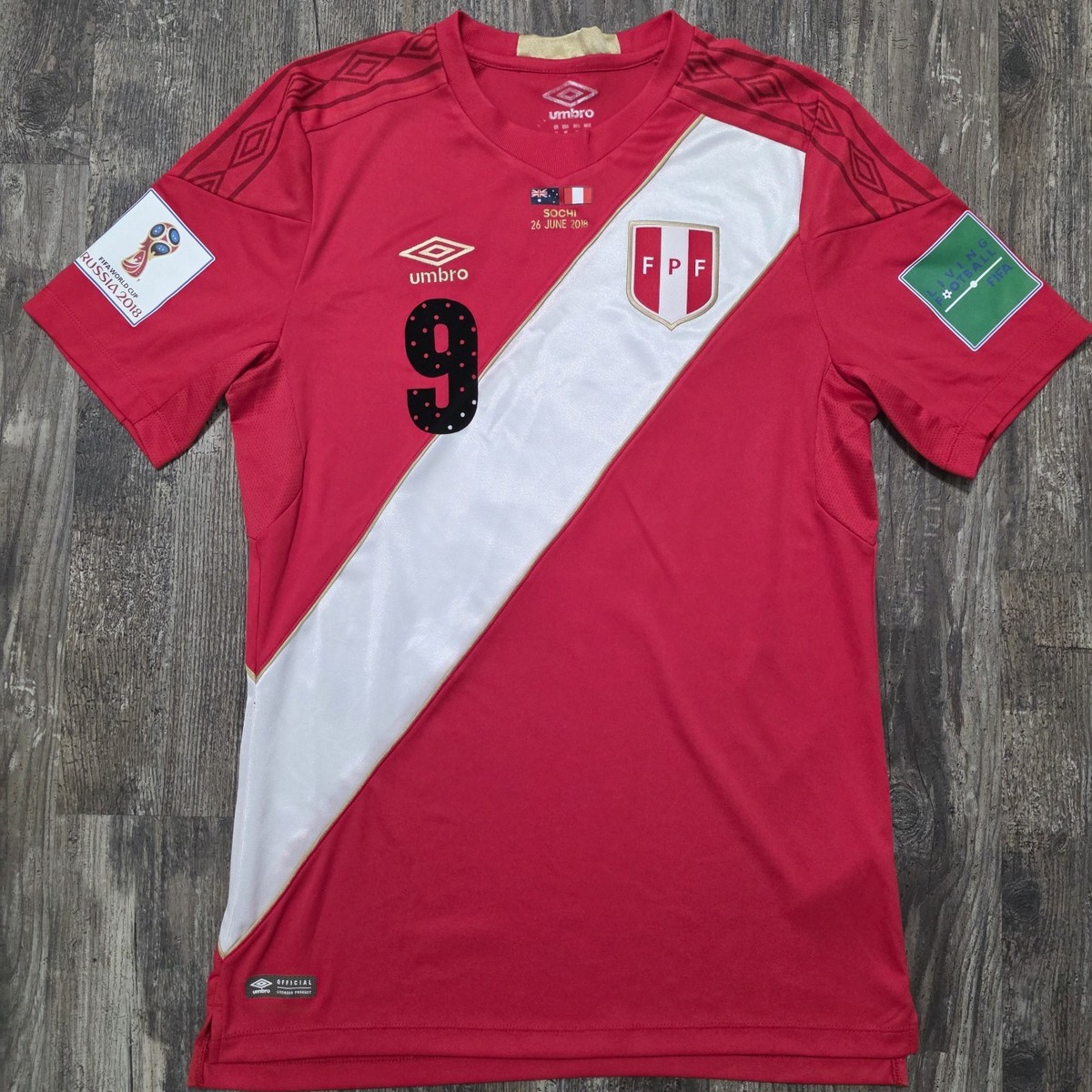 2018 Umbro Peru Away Soccer Jersey Paolo Guerrero Men M World Cup