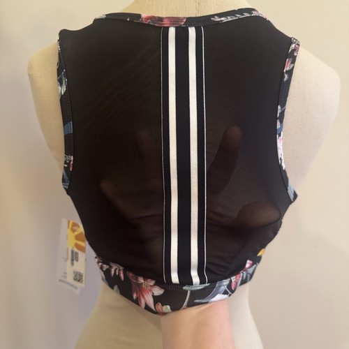 C&C California Womens M Sports Bra Performance Black Floral Mesh Stretch Wicking - Picture 6 of 18