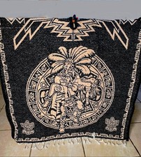 Hooded Poncho Serape Acrylic X L One Size Fits All Classic Aztec Design