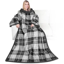 Sherpa Wearable Blanket with Sleeves Pocket Fleece Warm TV Blanket Gifts Adults