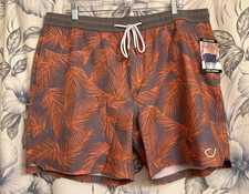 Reel Life Men's Palm Print Quick Dry Swim Trunks Size XXX-Large 40"x6" NWT