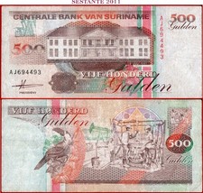 SURINAME 500 GULDEN 9 7 1991 P 140 VF free shipping from 100$