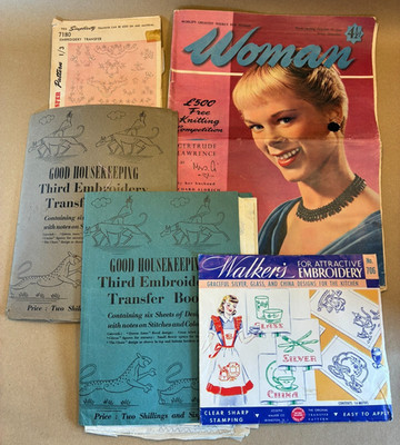 Vintage Stickmuster Transfermuster Restposten gute Hauswirtschaft Einfachheit 50er Jahre