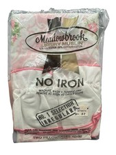 VTG Meadowbrook Pink Rose Ruffled Pillowcases No Iron 50/50 Muslin Cottagecore