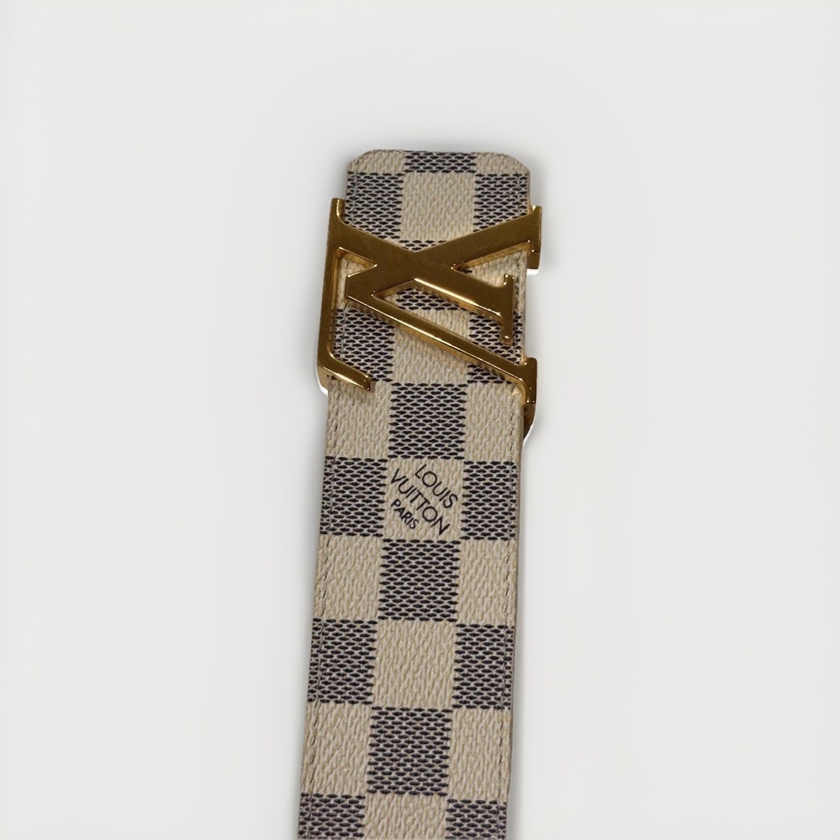 Louis Vuitton belt White Damier Belt With Gold Color Buckle (No