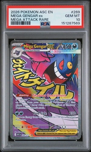 2026 POKEMON ASC EN-ASCENDED HEROES MEGA ATTACK RARE #269 MEGA GENGAR EX PSA 10