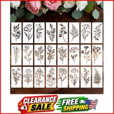 24Pcs Flower Stencils, Floral Stencils for Painting on Wood 5.9 X 2.59 Inch