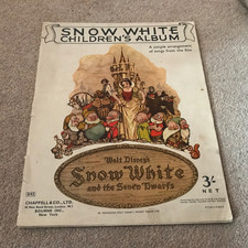 DISNEY SNOW WHITE CHILDREN'S ALBUM Sheet Music Book Chappell & Co c.1940s