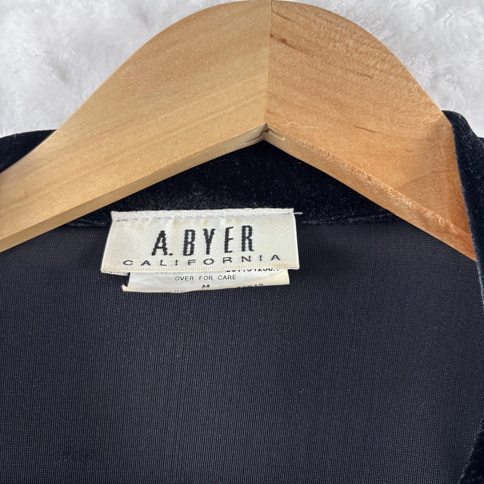 A. Byer California 女式黑色天鹅绒西装外套中号美国制造复古 — 第 2/4 张图片