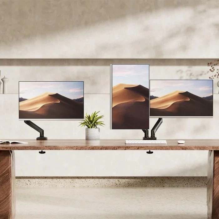 VonHaus Height Adjustable Gas Powered Dual Monitor Stand for 17-32" Screens - Image 2 of 4