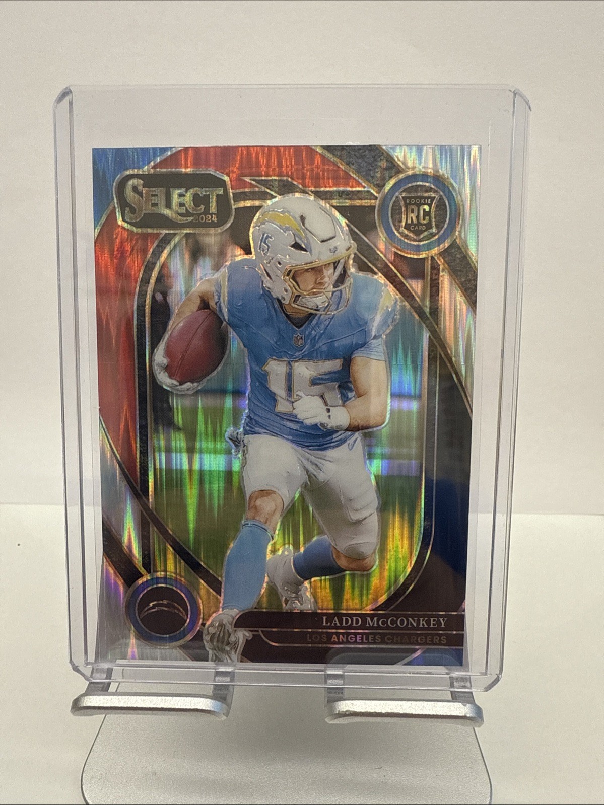 2024 Panini Select - Club Level Ladd McConkey #268 Black & Red Shock Prizm (RC)