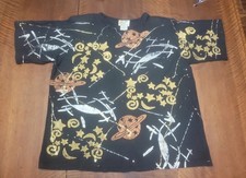 VTG Copa Cabana Space Planets Stars Rockets AOP T-Shirt Black Made in USA Exelle
