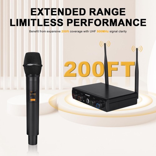 Sistema Microfonico Wireless a 4 Canali, Set Microfonico Senza Fili Compatto UHF con 4x10 Fr... - Foto 3 di 9