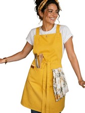 Cotton Crossback Apron with Waterproof Lining, 2 Pockets, Adjustable Water-Re...