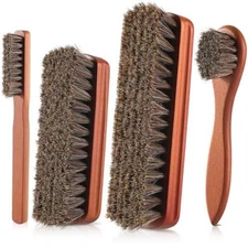 4 Pcs Shoe Brush, Boot Brush, Horse Hair Brush for Leather, Shoe Polish Brush