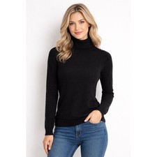 NWT Charter Club 2 Ply Cashmere Turtleneck Sweater Womens S Petite Black Luxury