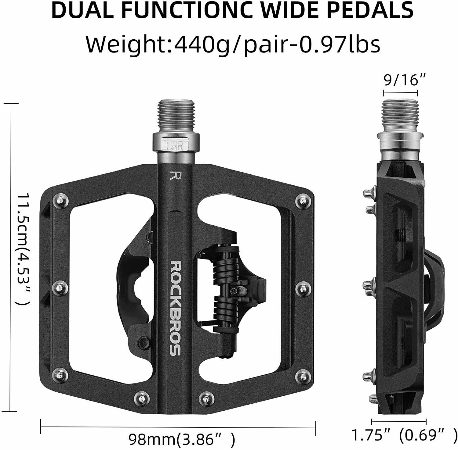 RockBros Mountain Bike Pedals Lock/Flat Bicycle Pedal for SPD Dual