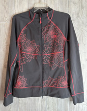 THE NORTH FACE Full Zip Vaporwick Jacket Women Sz L Brown Pink Stencil Hibiscus