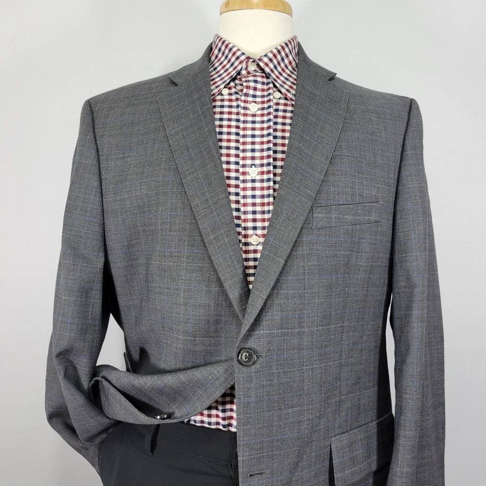 Abrigo Blazer Deportivo Greg Norman Tasso Elba Para Hombre Dos Botones Gris Lana a Cuadros 44R Foto 2 de 4