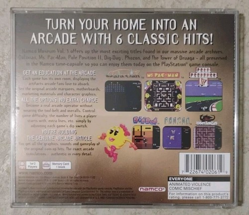 Namco Museum Vol. 3 (SONY PlayStation 1, 1996) PS1 Case and Manual ONLY!! - Picture 3 of 3