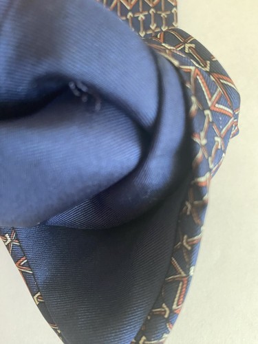 HERMES Seidenkrawatte Krawatte 788 MA geometrischer Pfeil H-Design authentisch marineblau - Bild 4 von 7