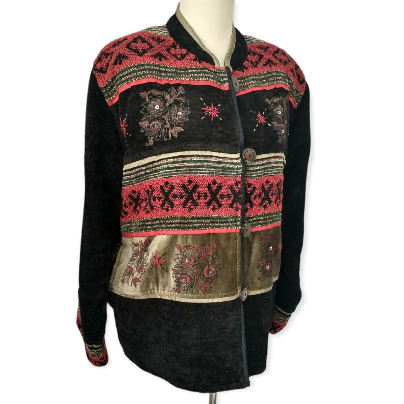 Flashback Patchwork Tapestry Jacket M Velvet Art … - image 9