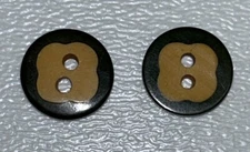 Lot Of 2 Vintage Bakelite Sage Green Tan Sewing Buttons Simichrome Polish Tested