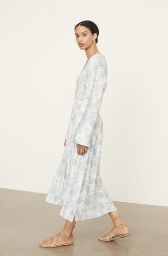 Vince Dahlia Long Sleeve Double V Neck Dress - New With Tags Size Small - Picture 7 of 8