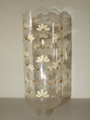 Antique 1800's Victorian Glass Tulip Hurricane Shade with Hand Painted Flowers - Picture 3 of 10