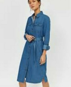 warehouse western denim midi shirt dress