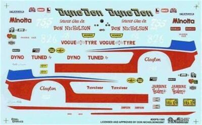 Slixx 1305 Dyno Don 61 Chevy/70 Mustang P/S-D Nicholson 1/25 waterslide decal