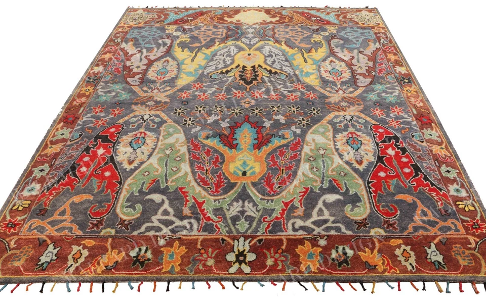 Colorromance Morris Ikat Black Handtufted Luxurious Area Rug 100% Woolen Carpet - Image 4 of 4