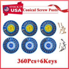 360Pcs Dental Endo Conical Screw Posts Kits Gold/Silver Plated+6Key Easyinsmile 
