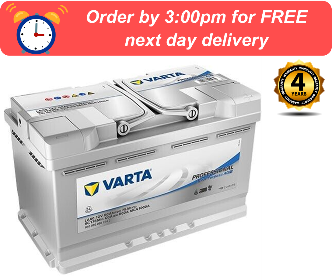 LA80 VARTA Dual Purpose AGM Leisure Battery 840 080 080