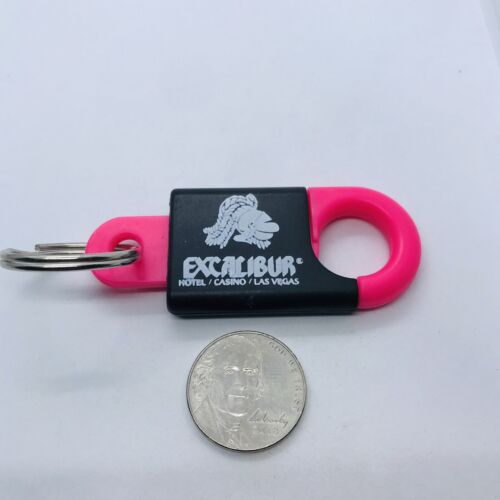 EXCALIBUR LAS VEGAS HOTEL CASINO HOT NEON PINK KEYCHAIN QUICK OPENING - Picture 1 of 2