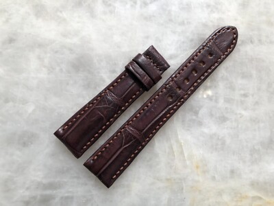 19mm/16mm Maroon Alligator Crocodile Embossed Leather Watch Strap Band