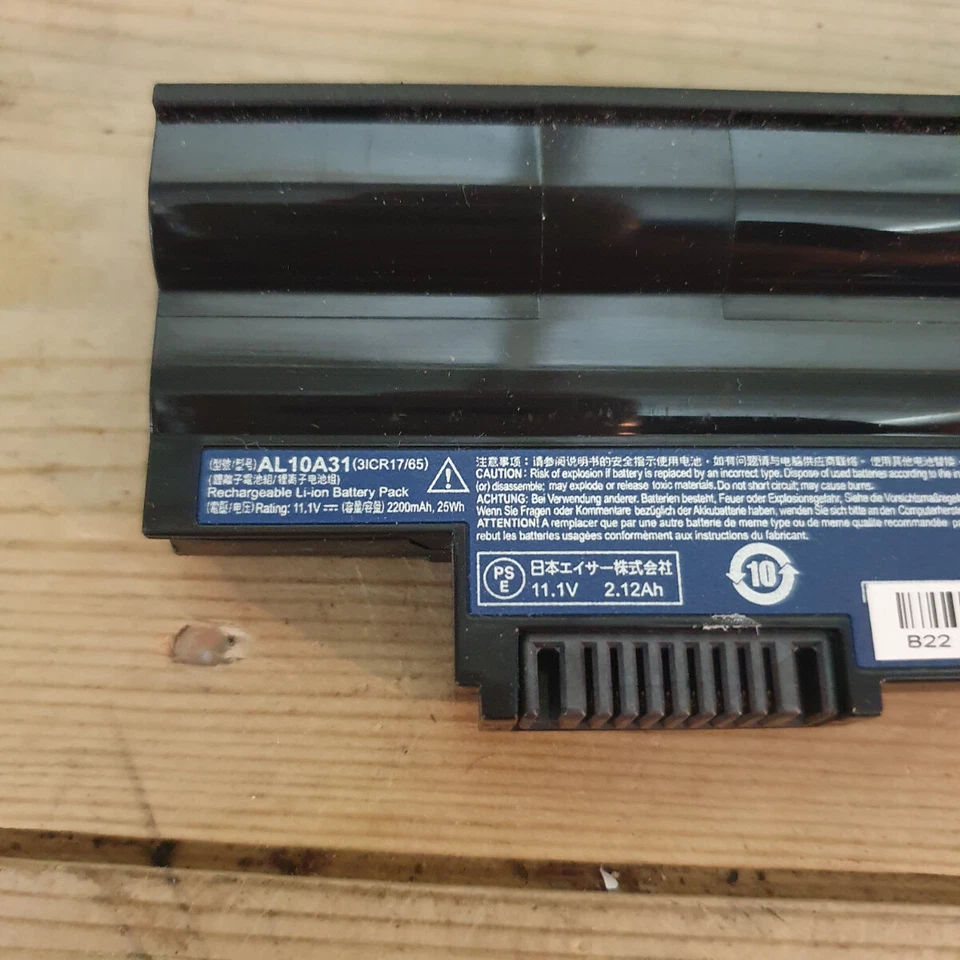 Batería recargable de iones de litio para portátil Acer AL10A31 11.1V 2200mAh 6 celdas - Para piezas Foto 3 de 4