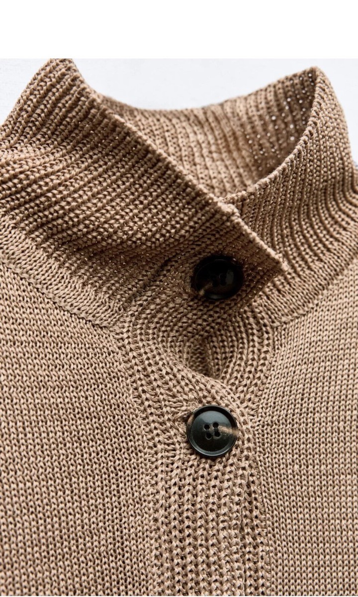 Zara New Knit Sweater Dress Tunic. 3/4 Loose Sleeves. Tan. Midi Dress. Size  S | eBay