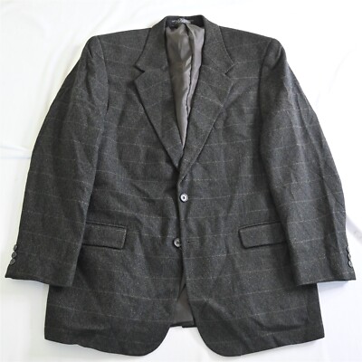 Regency Guild 44L Green Check Tweed Mens Blazer Suit Jacket Sport Coat