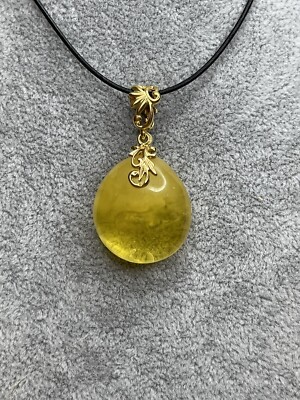 NATUR BALTISCHER BERNSTEIN Schmuck. Gelber Bernstein Stein ANHÄNGER mit Sterlingsilber