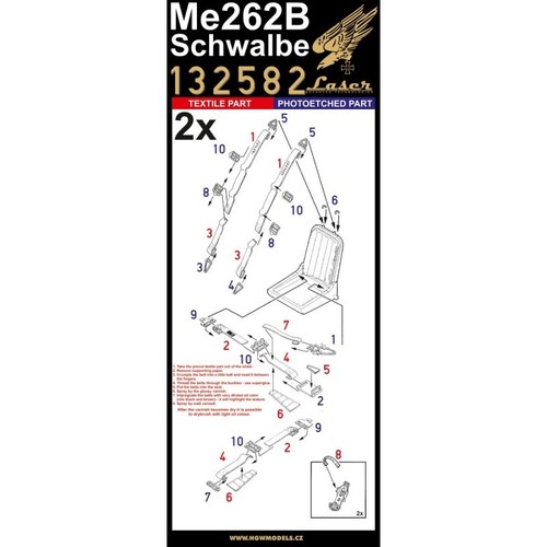 Hgw 132582 1/32 Seatbelts For Me 262B Schwalbe Revell or Trumpeter Accessories - Picture 2 of 4