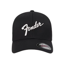 Fender Logo Embroidered Flexfit Hat Flat and Curved Black, Navy, Olive, Grey