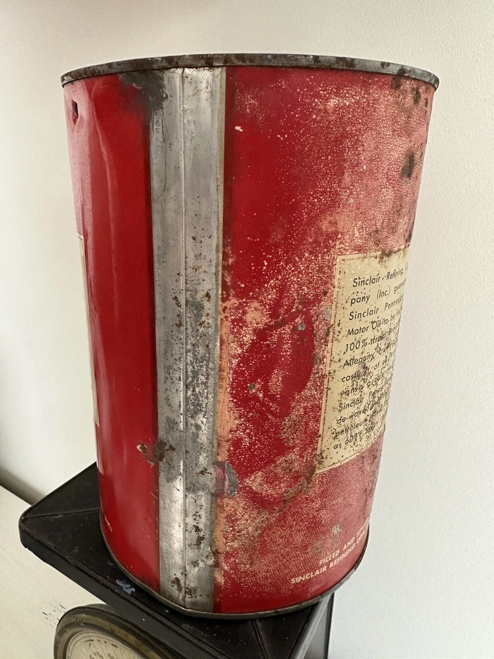 Vintage Sinclair 5qt Oil Can Red / Black Dino Pennsylvania Motor Oil SAE 30 - Image 4 of 4