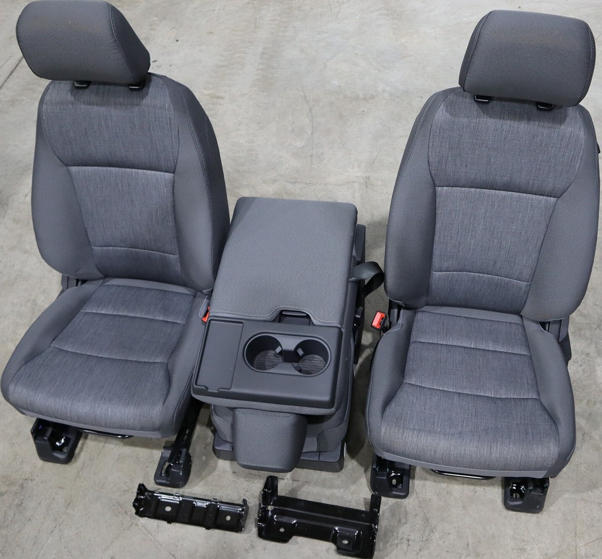 Ford SUPER DUTY Front Bucket Seats Grey CLOTH Set w/ JUMP SEAT