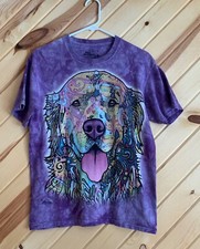 The Mountain T-Shirt Size S Dog Golden Retriever Purple Tie Dye