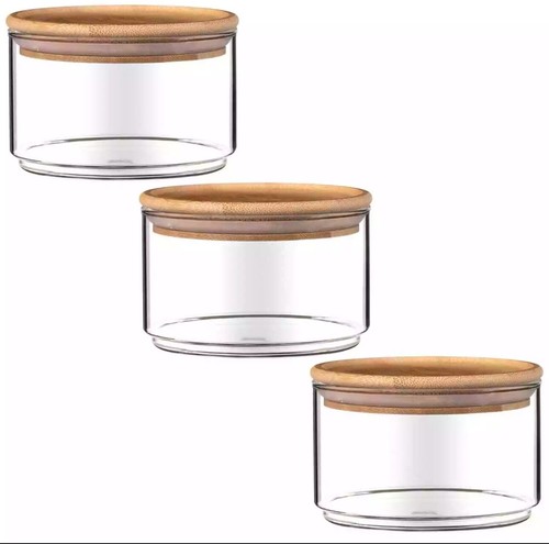 Stapelglas Gläser Bambusdeckel Snack Süßigkeiten Aufbewahrung Tee Kaffee Zucker Glas Gläser - Bild 5 von 6