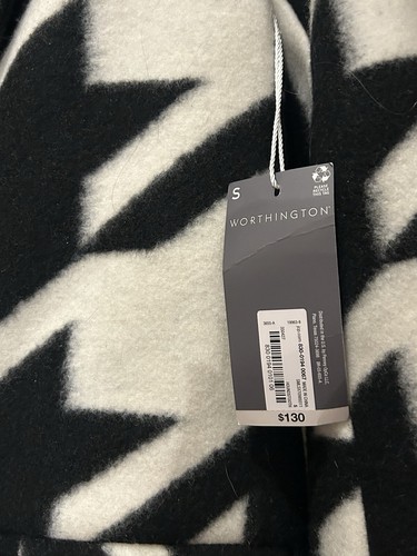 Pea Coat Long Length Women’s Houndstooth Collared Worthington Size S ($130) NWT - Picture 9 of 9
