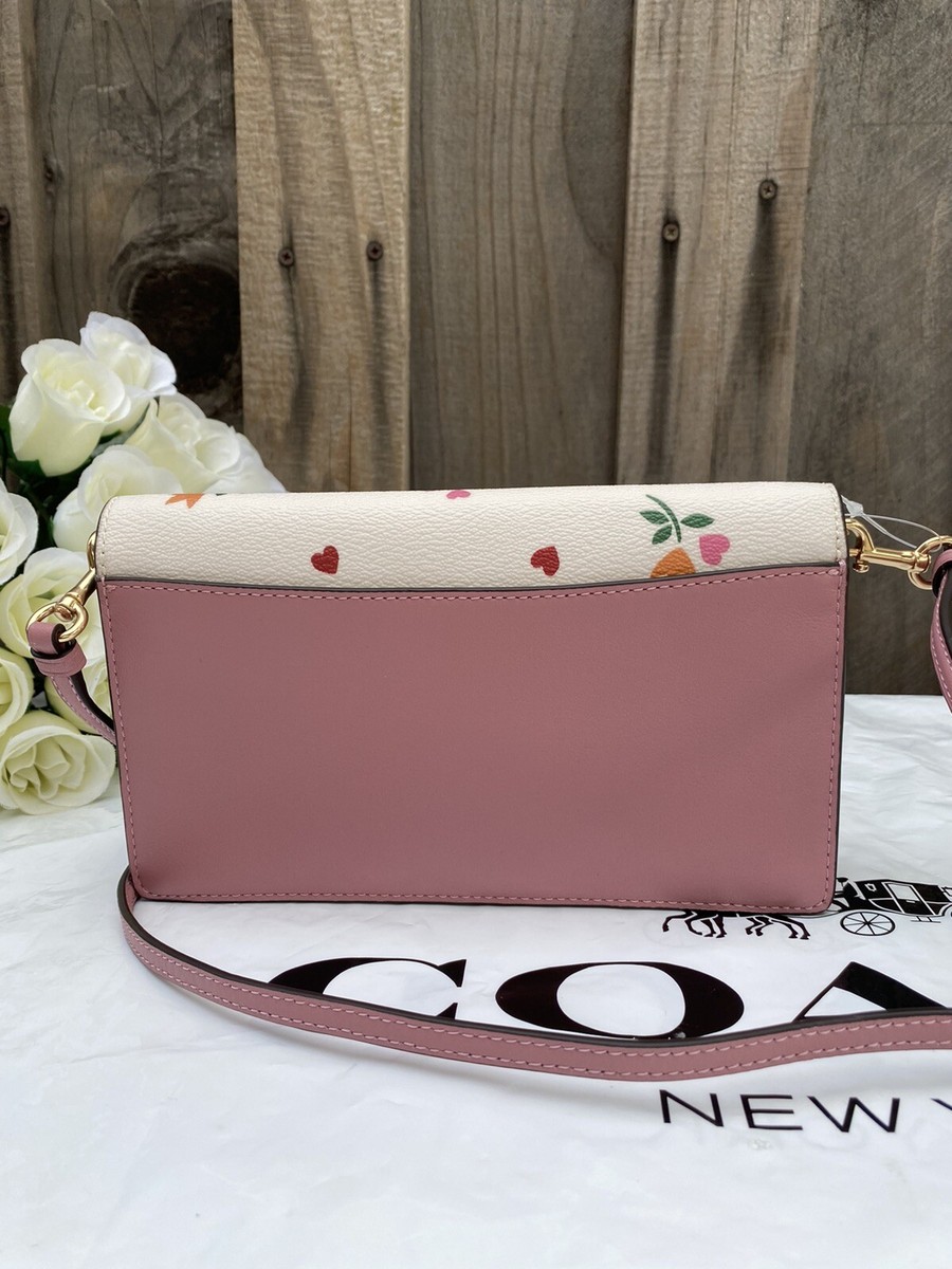 NWT COACH Anna Foldover Clutch Crossbody with Heart Petal