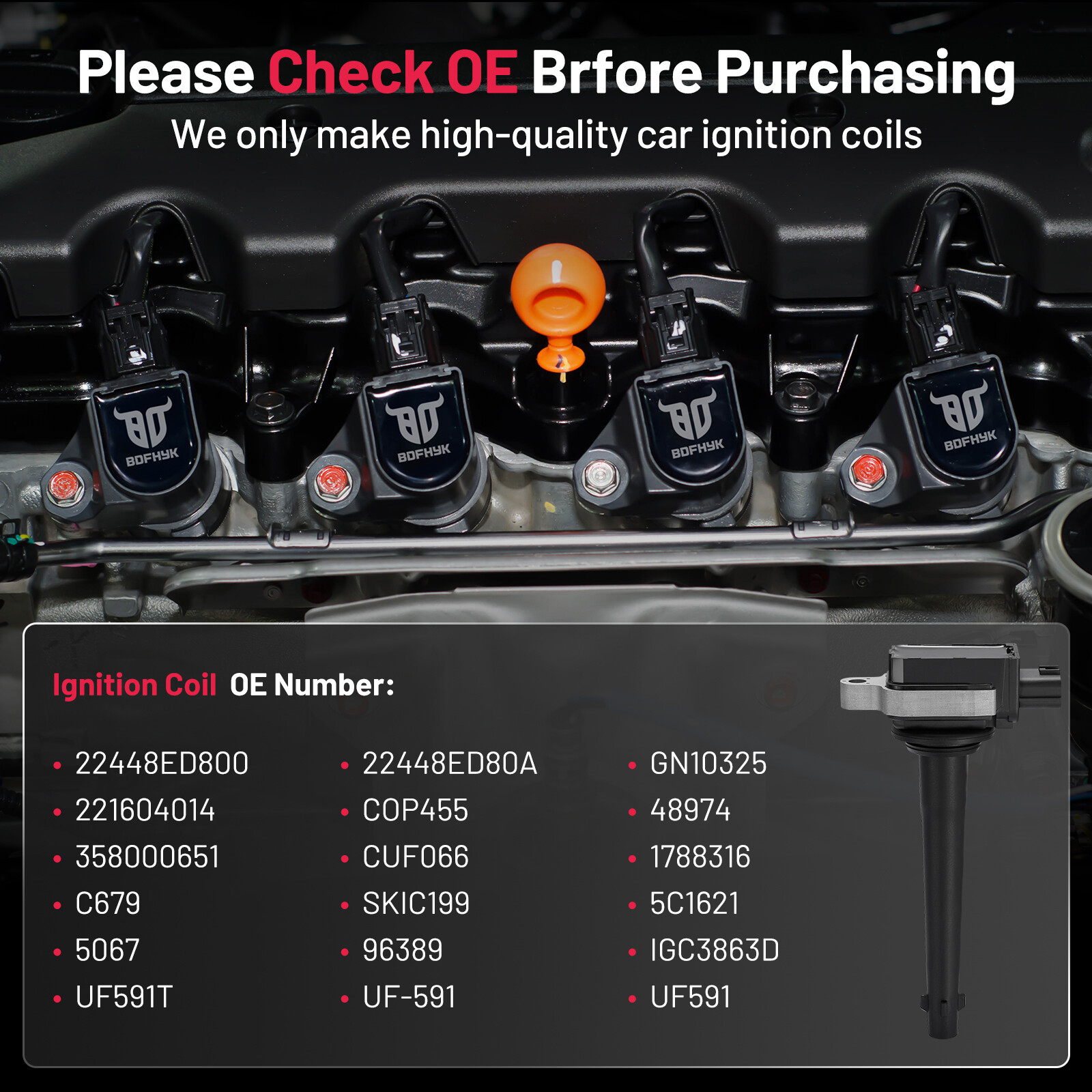 4 Ignition Coils Pack – High Performance COP For 2007-2012 Nissan Sentra 2.0L